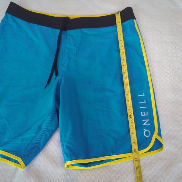 O'Neill Hyperfreak Boardshorts Swim Trunks Bathing Swim Teal Blue Yellow Size 38 - Picture 6 of 7